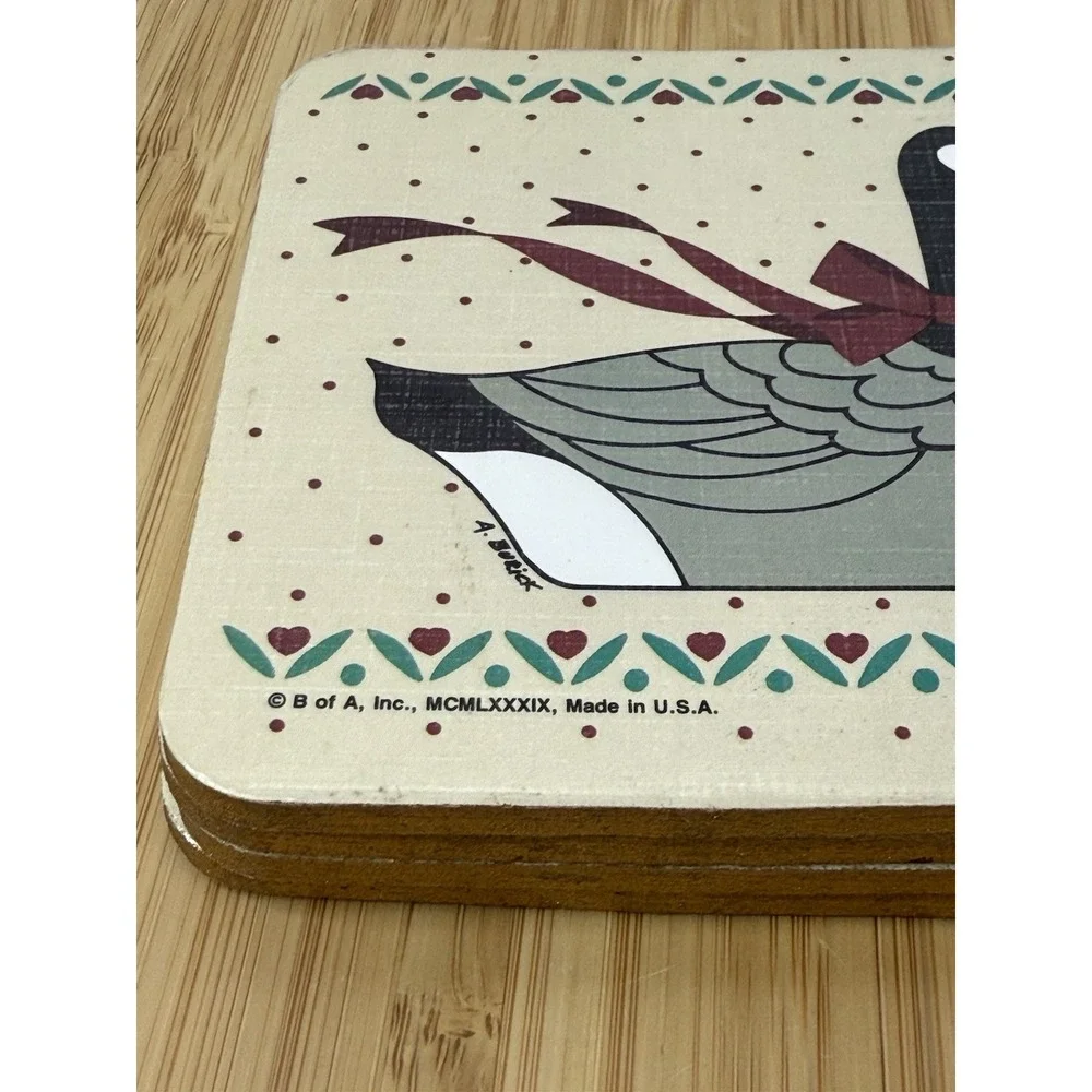 CHRISTMAS GOOSE COASTERS GOOSEBERRY LANE B‎ OF A 1989 A BURICK Cottagecore 1989